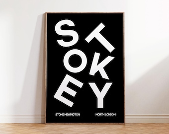 Stoke Newington North London Poster | Wall Art | Retro | Typo Print | Home Decor | Wall Print