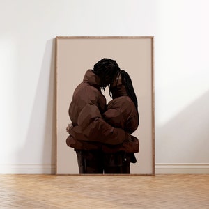 affiche noire d'art d'amour | Impression physique | Art mural | femme noire | Impression appartenant à des Noirs | Impression murale | Décoration de la maison [Cadre non inclus]