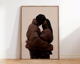 Black Love Art Poster | Physical Print | Wall Art | Black Woman | Black owned Print | Wall Print | House decor [Frame Not Included]