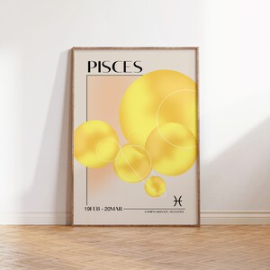 Pisces Zodiac Sign Poster Print | Astrology | Star Sign  | Pisces Horoscope | Water Sign Wall Decor | Art Print