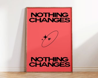 Nothing Changes Print Poster | Wall Art | Retro | Typo Print | Home Decor | Wall Print physical