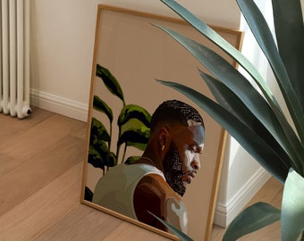 Black Art Plant Art Poster | Physical Print | Wall Art | Black Woman | Black owned Print | Wall Print | House decor [Frame Not Included