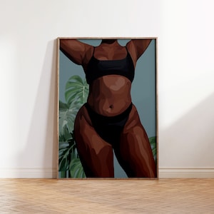 Poster d'art corporel de femme noire | Impression physique | Art mural | femme noire | Impression appartenant à des Noirs | Impression murale | Décoration de la maison [Cadre non inclus]