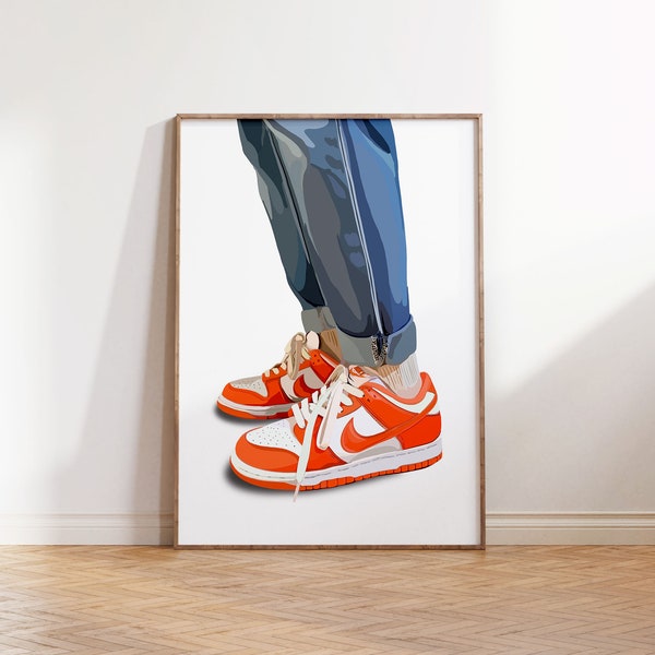 Nike Dunk orange poster Print | Hype Best Print | Home Print | Sneaker Art | Wall Decor | House Decor | [ Frame not included ]