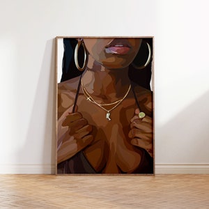 Black Women Art Poster | Physical Print | Wall Art | Boho Art | Wall hanging | physical print | House decor UNFRAMED