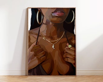 Black Women Art Poster | Physical Print | Wall Art | Boho Art | Wall hanging | physical print | House decor UNFRAMED