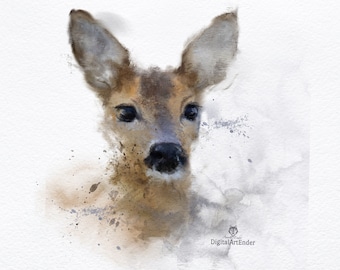 Reh, Wald , Jagd, Bäume, Natur, Geschenke, Poster, Karte, Download