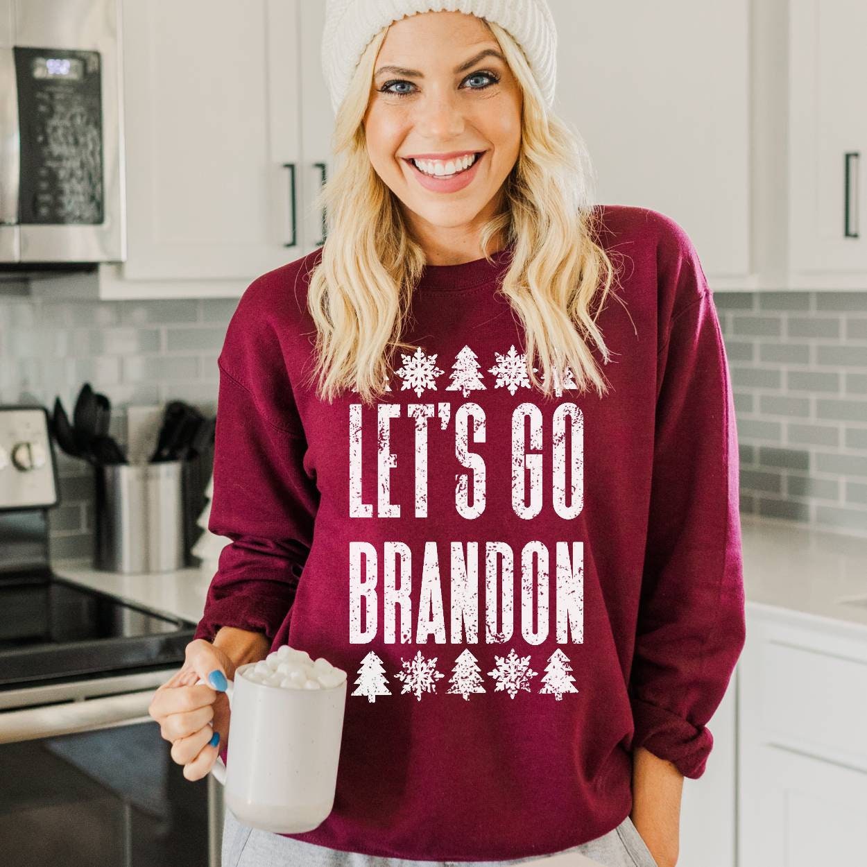 Let's Go Brandon Ugly Christmas Sweater, Christmas Party Drinking Shirt, Nascar Chant, Political, Joe Biden