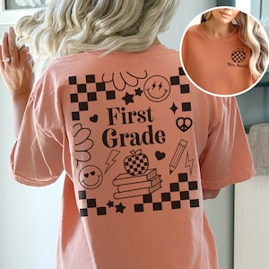 Retro First Grade Teacher Shirt, 1st Grade Teacher Tee, First Day of School Matching TShirt, New Teacher Gift, Teacher Squad, Vintage