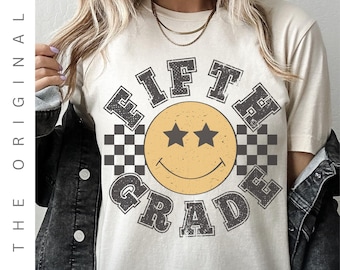 Camiseta retro para maestra de quinto grado, Camiseta para maestra de quinto grado, Camiseta a juego para el primer día de clases, Regalo para maestra nueva, Equipo de maestras, Vintage