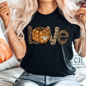 Love Fall Y&#39;All Shirt, Leopard Print Fall Shirt, Thanksgiving Shirt , Hello Pumpkin, Fall Vibes, Family Thanksgiving Shirt