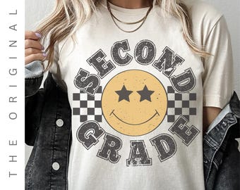 Retro Second Grade Teacher Shirt, 2nd Grade Teacher Tee, First Day of School Matching TShirt, New Teacher Gift, Teacher Squad, Vintage