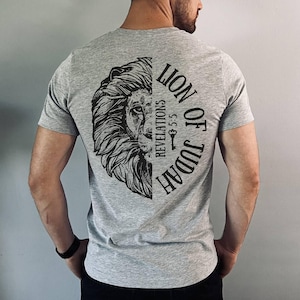 Lion of Judah Graphic Tee, Religious Gift for Him, Christian Shirts for Men, Gift for Dad Husband Son Brother Grandfather