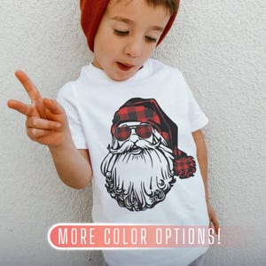 Cool Santa Shirt, Christmas Shirt For Toddlers, Buffalo Plaid Christmas Gift, Boys Christmas T-shirt, Christmas Holiday Tee, Kids Christmas
