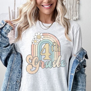 Back to School Retro Fourth Grade Teacher Shirt, 4th Grade Teacher Tee, First Day of School Matching TShirt, New Teacher Gift, Teacher