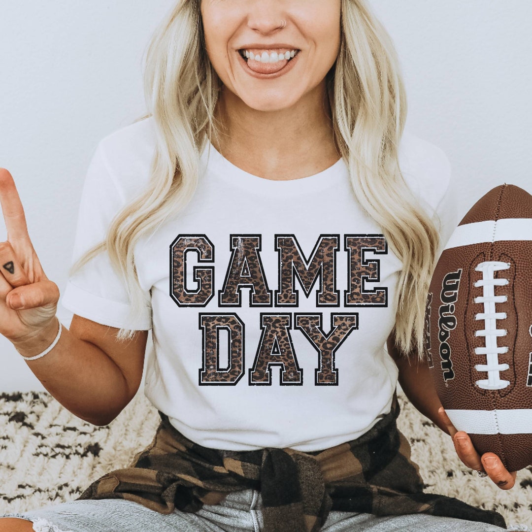 Leopard Print Game Day Tshirt Cute Football Shirt for Women - Etsy