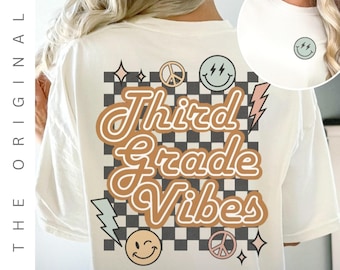 Retro leraar shirt derde leerjaar, T-shirt leraar derde leerjaar, bijpassend T-shirt eerste schooldag, cadeau nieuwe leraar, lerarenteam, vintage