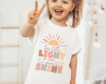 This Little Light of Mine Sunday School Shirt for Toddlers, Christian Tshirt for Youth, Church Song for Children