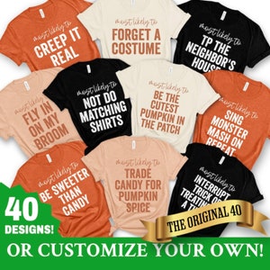 Family Halloween Shirts, Most Likely to, Funny Halloween Party, Halloween Shirt, Matching Halloween Shirt, Custom Shirt, Group Shirts, Food
