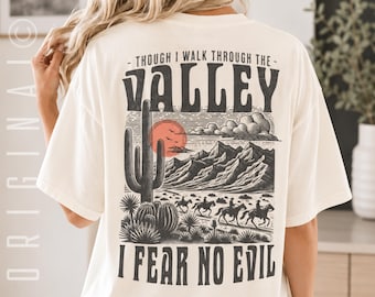 UNISEX Summer Christian Shirt, Camp Christian T Shirts, Fear No Evil Religious Apparel Bible Verse, Jesus TShirts and Trendy Christian Merch