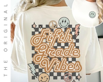 Camiseta retro para maestra de quinto grado, Camiseta para maestra de quinto grado, Camiseta a juego para el primer día de clases, Regalo para maestra nueva, Equipo de maestras, Vintage