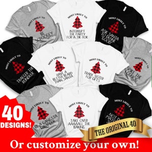 Family Christmas Shirts, Buffalo Plaid Most Likely to, Funny Christmas Party, Matching Christmas Shirt, Custom Group Shirt, Pajama Shirts