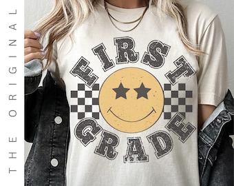 Retro First Grade Teacher Shirt, 1st Grade Teacher Tee, First Day of School Matching TShirt, New Teacher Gift, Teacher Squad, Vintage
