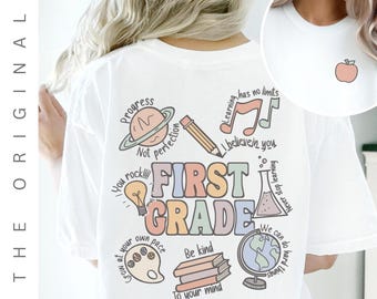Personalized First Grade Teacher Shirt, Custom 1st Grade Shirts, Elementary Teacher Tees, New Teacher Gifts & Teacher Appreciation Squad