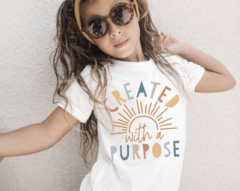 Created With a Purpose Shirt, Christian Shirts for Kids, Kids Christian Shirt, Religious Shirt, Sunday School Outfit, Cute Jesus Tee