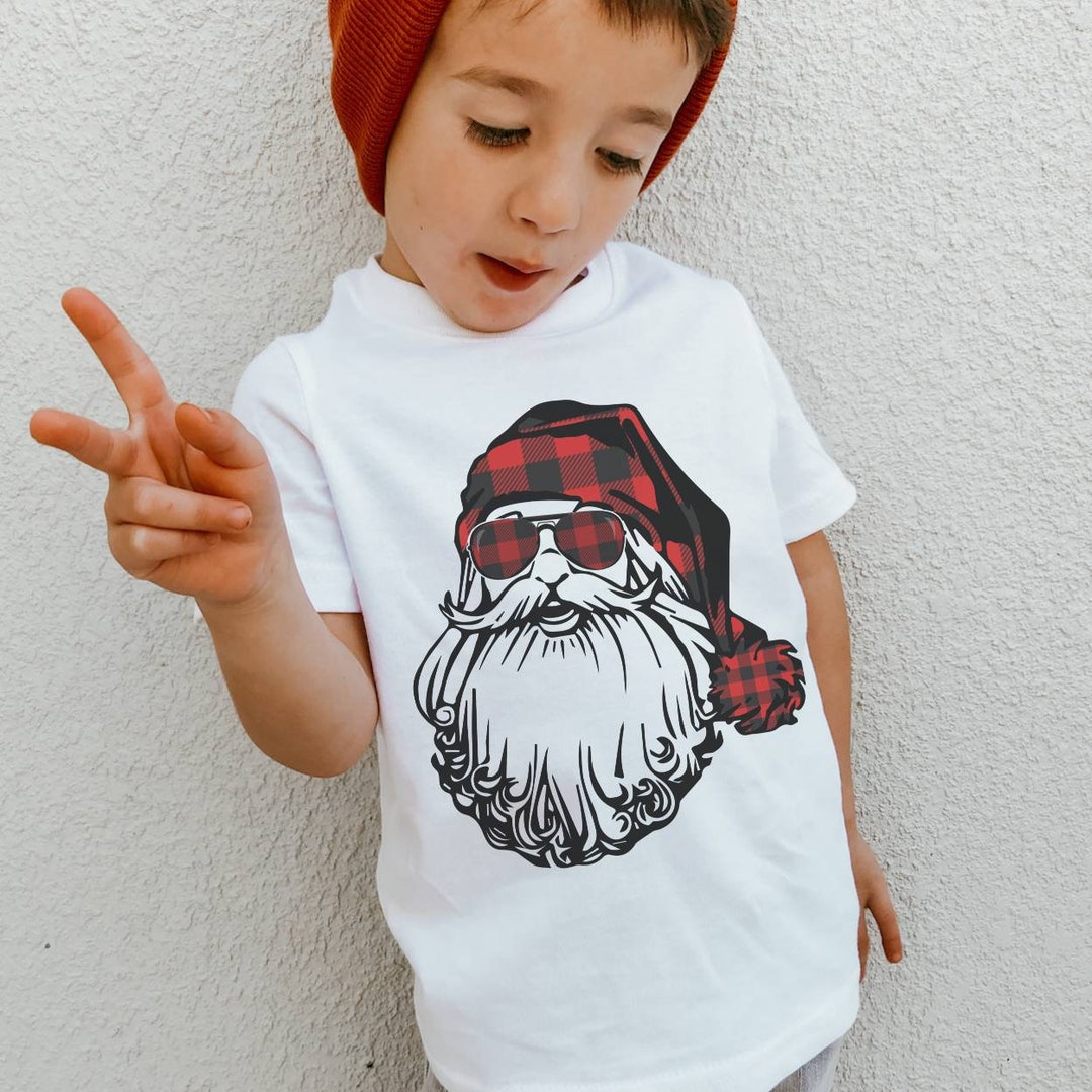 Cool Santa Shirt Christmas Shirt for Toddlers Buffalo Plaid Etsy