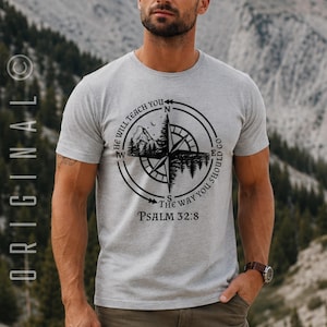 God Guides Christian Shirts for Men, Religious Gift for Him, Trendy Bible Verse Teen T Shirt, Church Camp Christian Streetwear, Jesus Merch