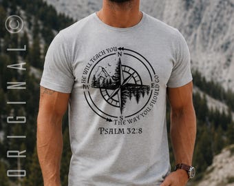 God Guides Christian Shirts for Men, Religious Gift for Him, Trendy Bible Verse Teen T Shirt, Church Camp Christian Streetwear, Jesus Merch