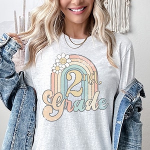 Terug naar school retro shirt voor leraar tweede leerjaar, T-shirt voor leraar 2e leerjaar, bijpassend T-shirt eerste schooldag, cadeau nieuwe leraar, leraar