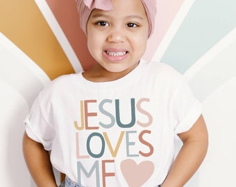 Christian Shirts for Kids, Jesus Loves Me Shirt, Faith Shirt, Kids Christian Shirt, Religious Shirt, Sunday School Outfit, Cute Rainbow Tee
