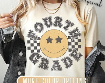 Retro Fourth Grade Teacher Shirt, 4th Grade Teacher Tee, First Day of School Matching TShirt, New Teacher Gift, Teacher Squad, Vintage