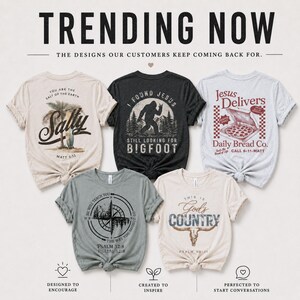 The image is an advertisement for a clothing line featuring various t-shirt designs.