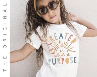 Created With a Purpose Shirt, Christian Shirts for Kids, Kids Christian Shirt, Religious Shirt, Sunday School Outfit, Cute Jesus Tee