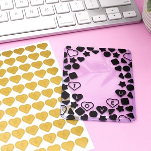 Adesivos decorativos com letras de coração, adesivos pequenos de polco coreano, adesivos legais de Kpop Lightstick, adesivos de carregador superior, artigos de papelaria de anime kawaii e japoneses