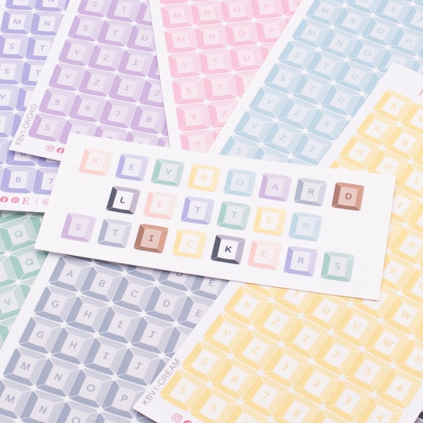 Pastel Keycap Letter Deco Stickers, Kawaii Sticker Sheets, Cute Korean & Japanese Stationery