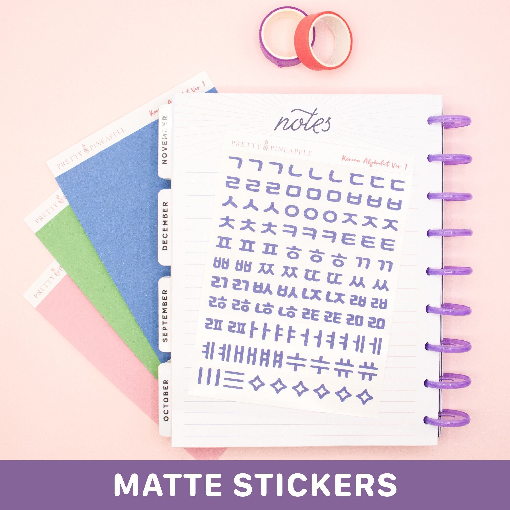 Korean Alphabet Polco Sticker Sheets, Kpop Deco Stationery, Cute