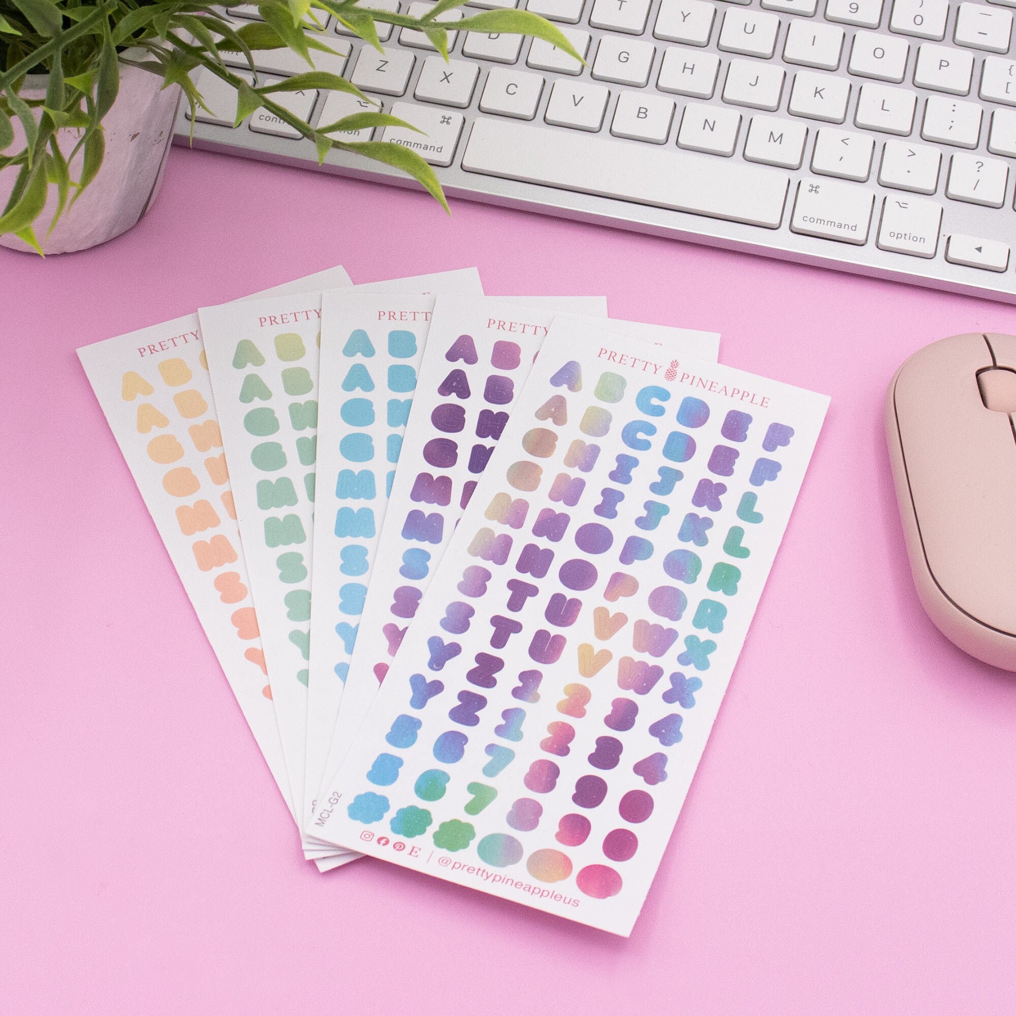 Stickers met hoofdletters van 7 mm, kleine pastelkleurige stickervellen, schattig Koreaans en Japans briefpapier