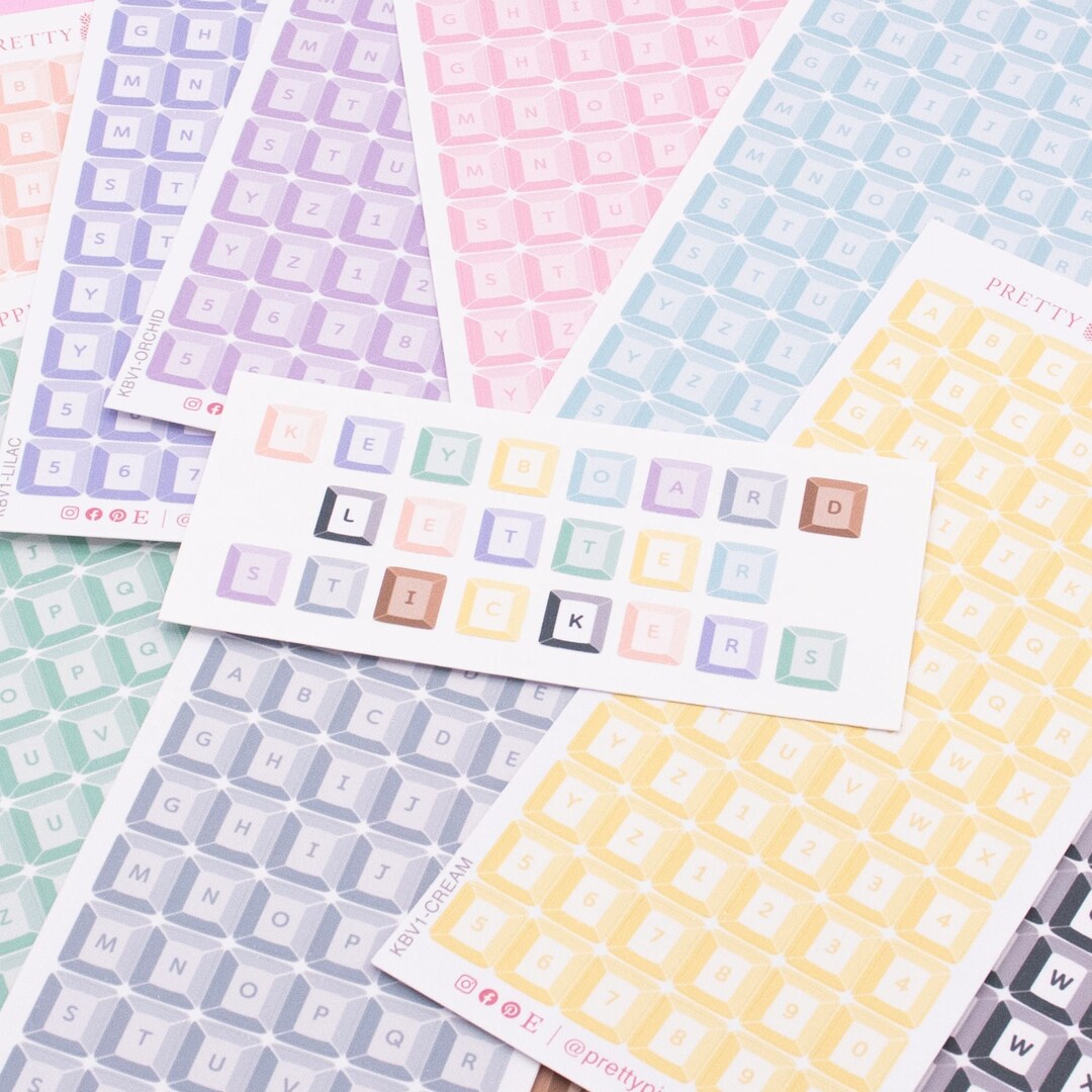 Pastel Keycap Letter Deco Stickers, Kawaii Sticker Sheets, Cute Korean