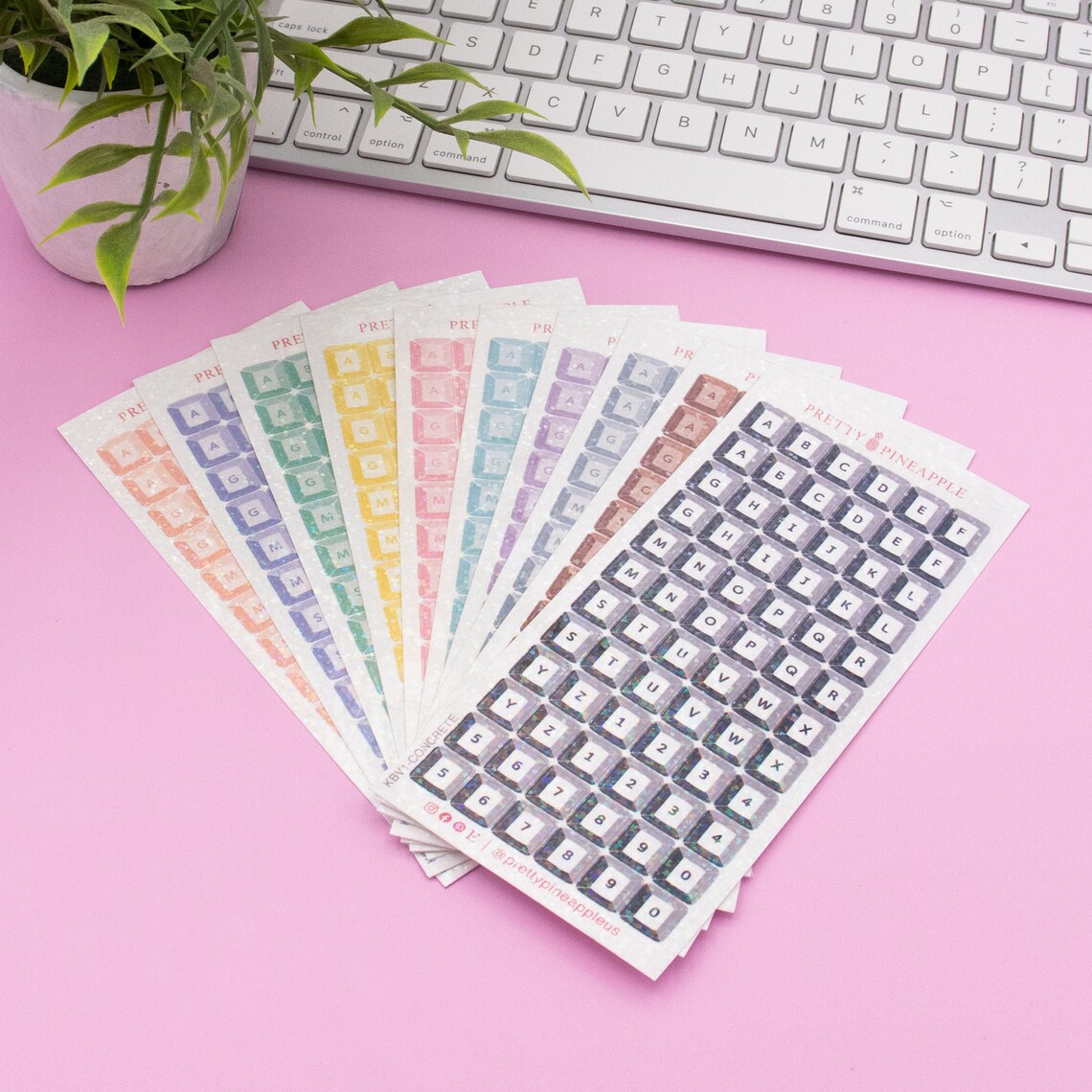 Holo Keycap Letter Deco Stickers Pastel Kawaii Sticker - Etsy