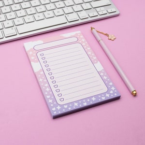 Motyl Dream To Do List Notatnik, Kawaii Pusta Lista Kontrolna Notatnik, Odrywana Codzienna Lista Zadań, Urocze Koreańskie i Japońskie Artykuły Papiernicze