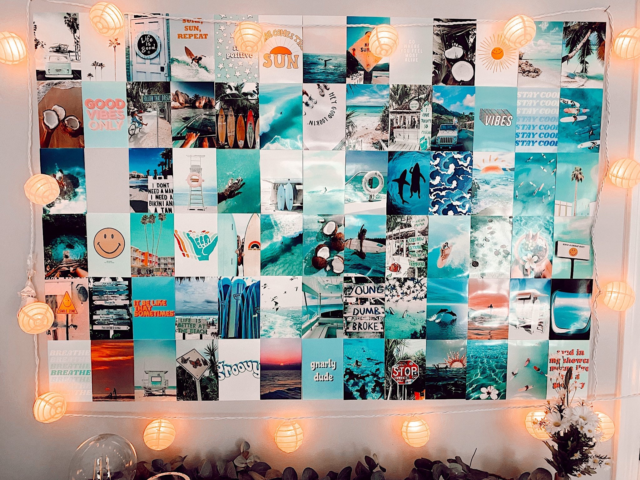 Beach Summer Aesthetic Room Decor, Teen Wall Photo Collage Art — Tara