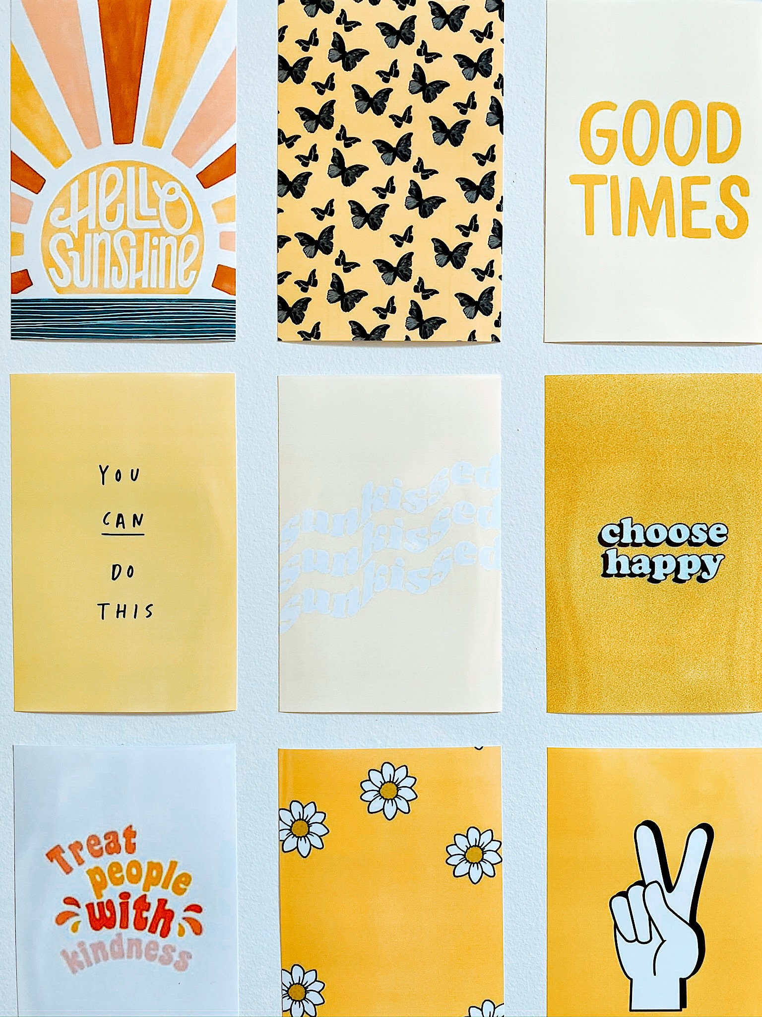 The Yellow Sunshine Positivity Print Pack Dorm Room Teen - Etsy