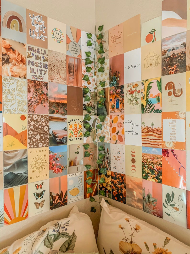 Desert Dreamer Boho Aesthetic Wall Collage Kit, Teen Bedroom, Photo Collage Kit, VSCO, Girl Room Decor, Dorm Decor, Wall Collage Kit image 2