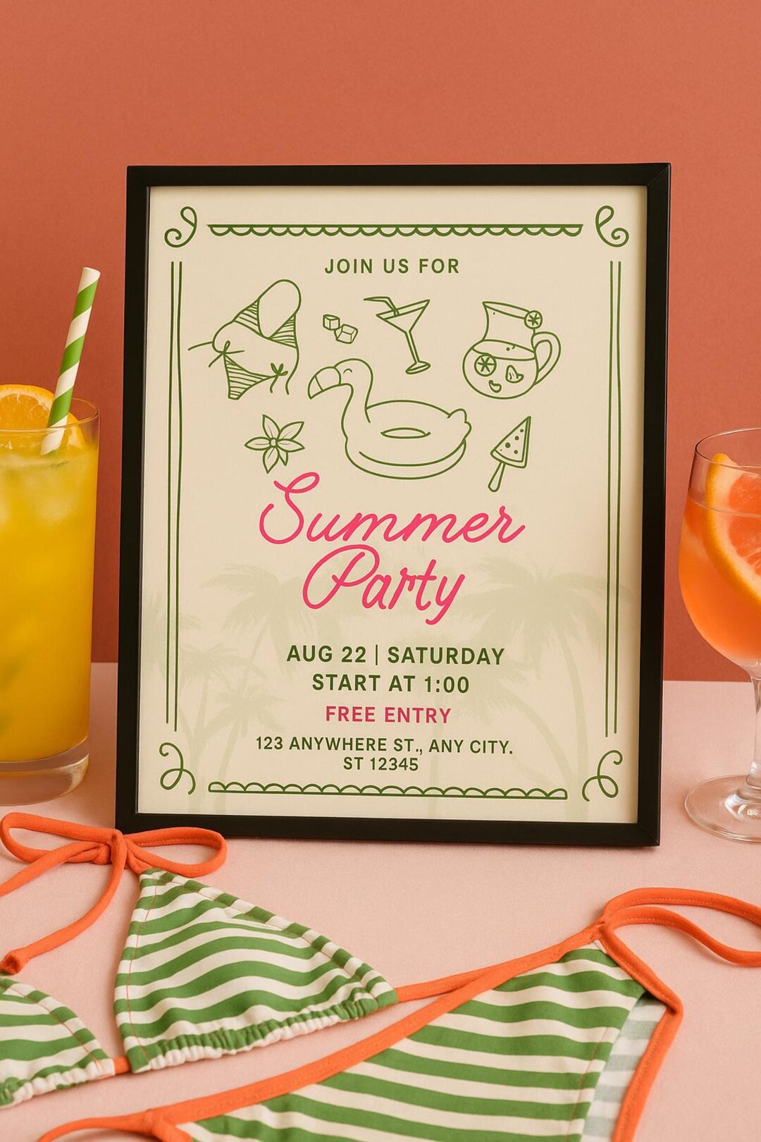 Summer Pool Party Invitation: Custom Digital Download - Etsy