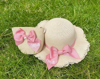 Girls Personalised hat and matching bag