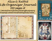 Alice Rabbit in Wonderland Digital Journal Planner, Notebook, Study, Reading, Fitness,Shopping, Finance planner, Dating, Life Tracker